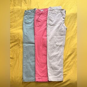 LOFT Slim Chino Set of 3 Pants in Olive, Coral and Tan